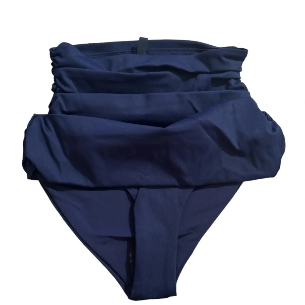 NWT SKIMS Sculpting Swim Ruched High Waist Bottom in midnight Size XXS